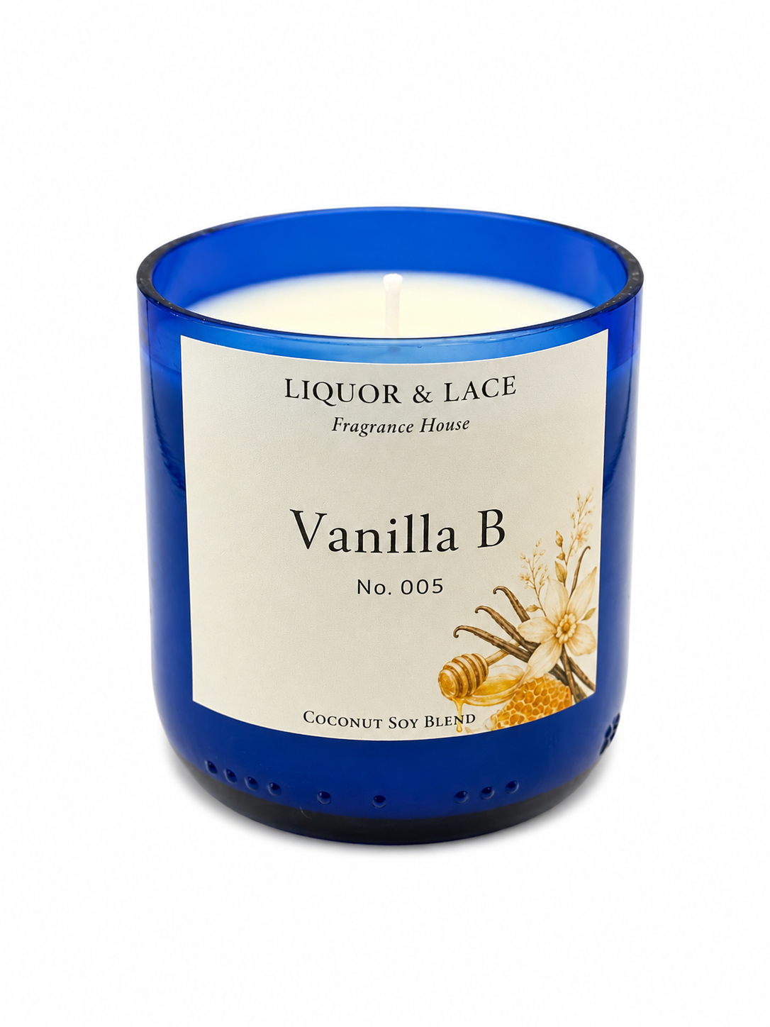 Vanilla B in a repurposed Saratoga bottle